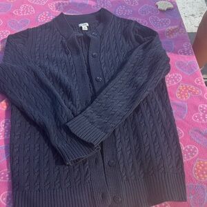 L.L. Bean Women's Navy Cable Knit Cardigan